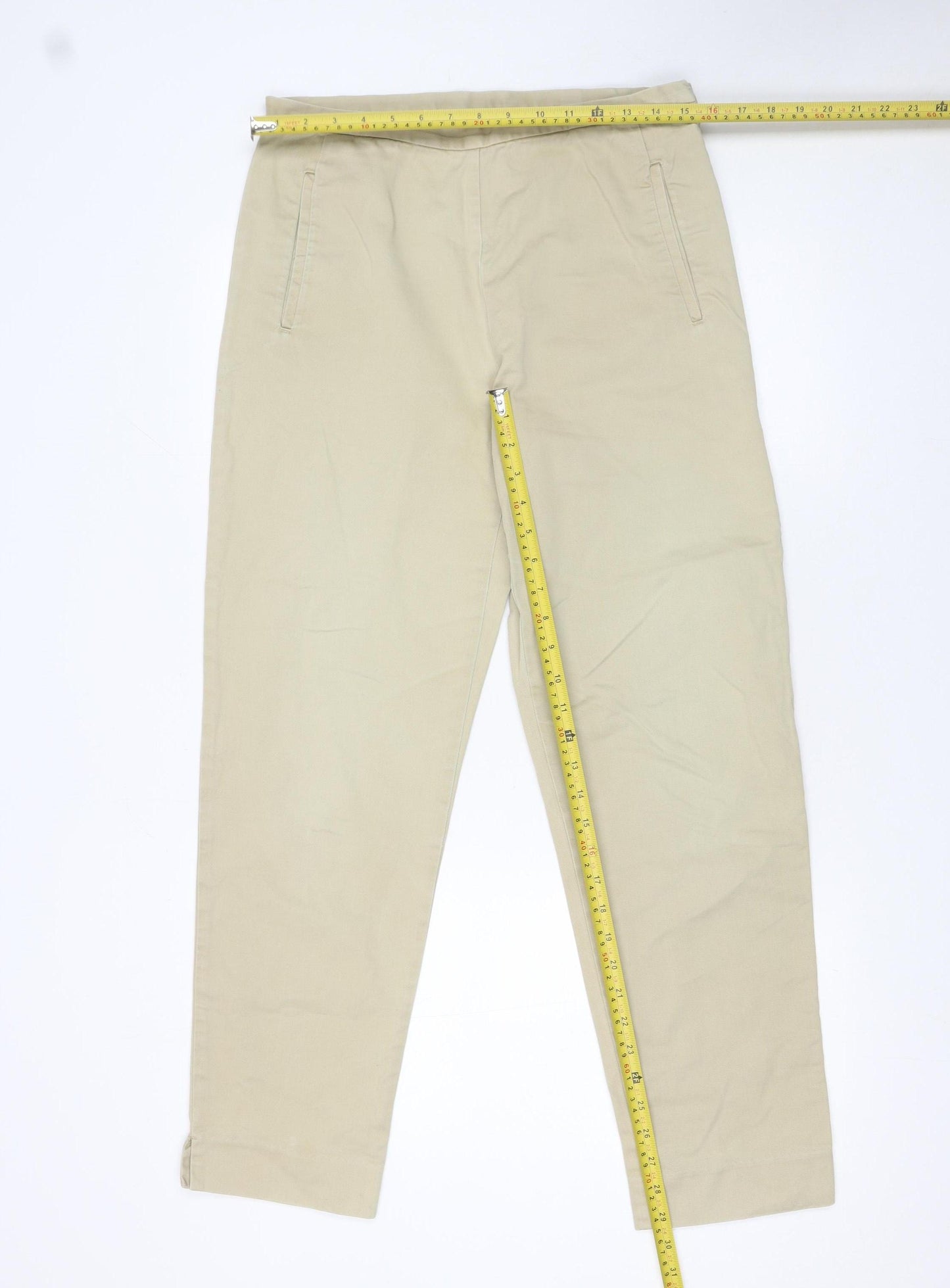 GAP Women Beige Chino Trousers Size 8 Regular Cotton Twill
