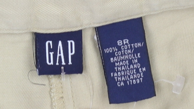 GAP Women Beige Chino Trousers Size 8 Regular Cotton Twill