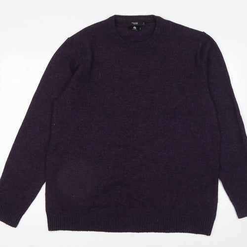 Thomas Nash Men's Purple Wool Blend Crew Neck Jumper Size L
