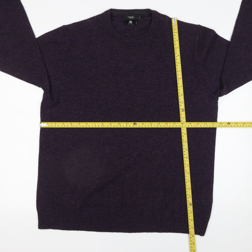 Thomas Nash Men's Purple Wool Blend Crew Neck Jumper Size L