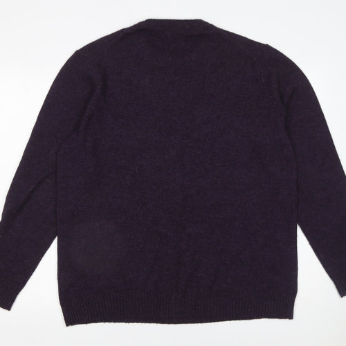Thomas Nash Men's Purple Wool Blend Crew Neck Jumper Size L