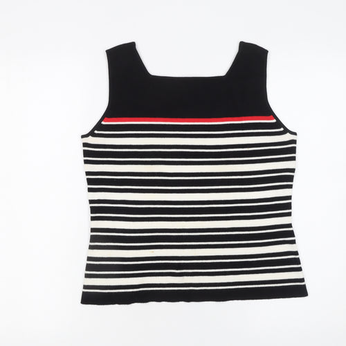Precis Petite Women's Black Striped Knit Sleeveless Tank Top M