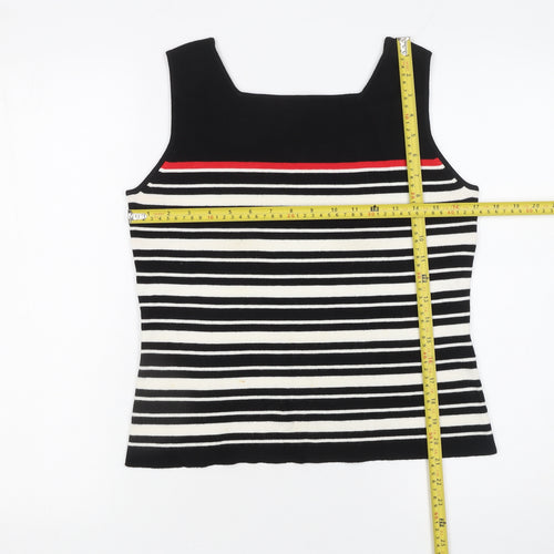 Precis Petite Women's Black Striped Knit Sleeveless Tank Top M