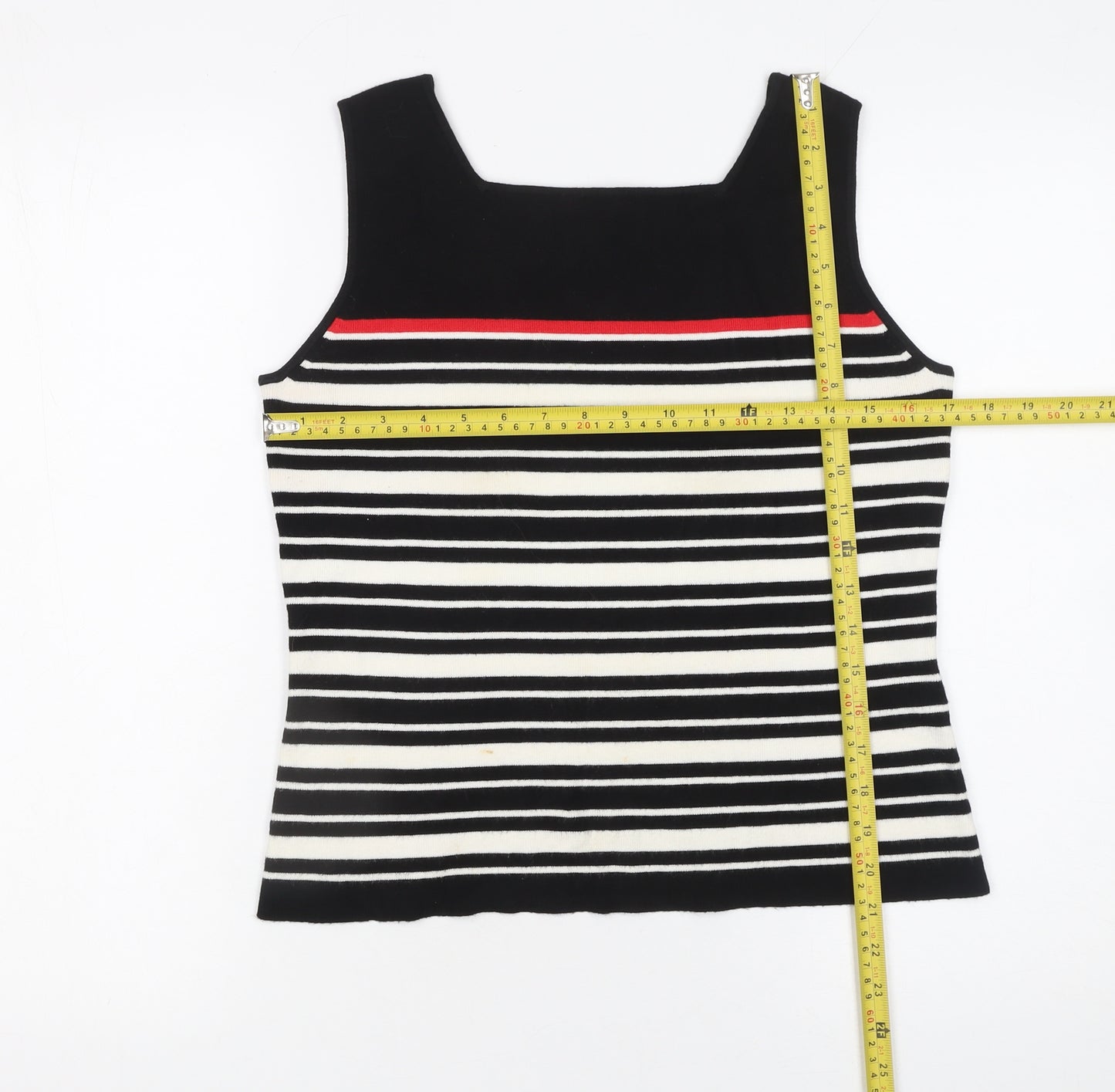 Precis Petite Women's Black Striped Knit Sleeveless Tank Top M
