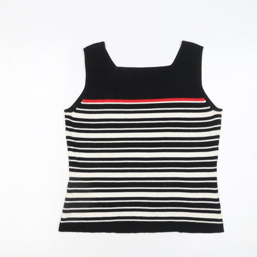 Precis Petite Women's Black Striped Knit Sleeveless Tank Top M