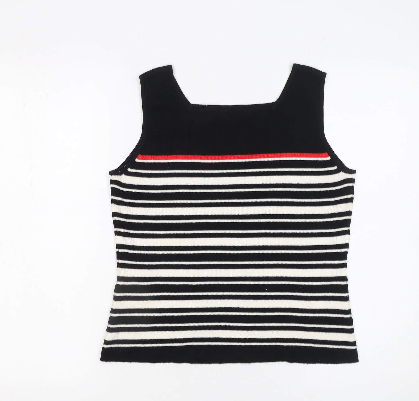 Precis Petite Women's Black Striped Knit Sleeveless Tank Top M