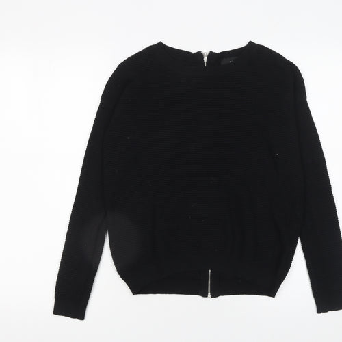 Next Women Black Beaded Zip Cardigan Size 6 Round Neck Knit
