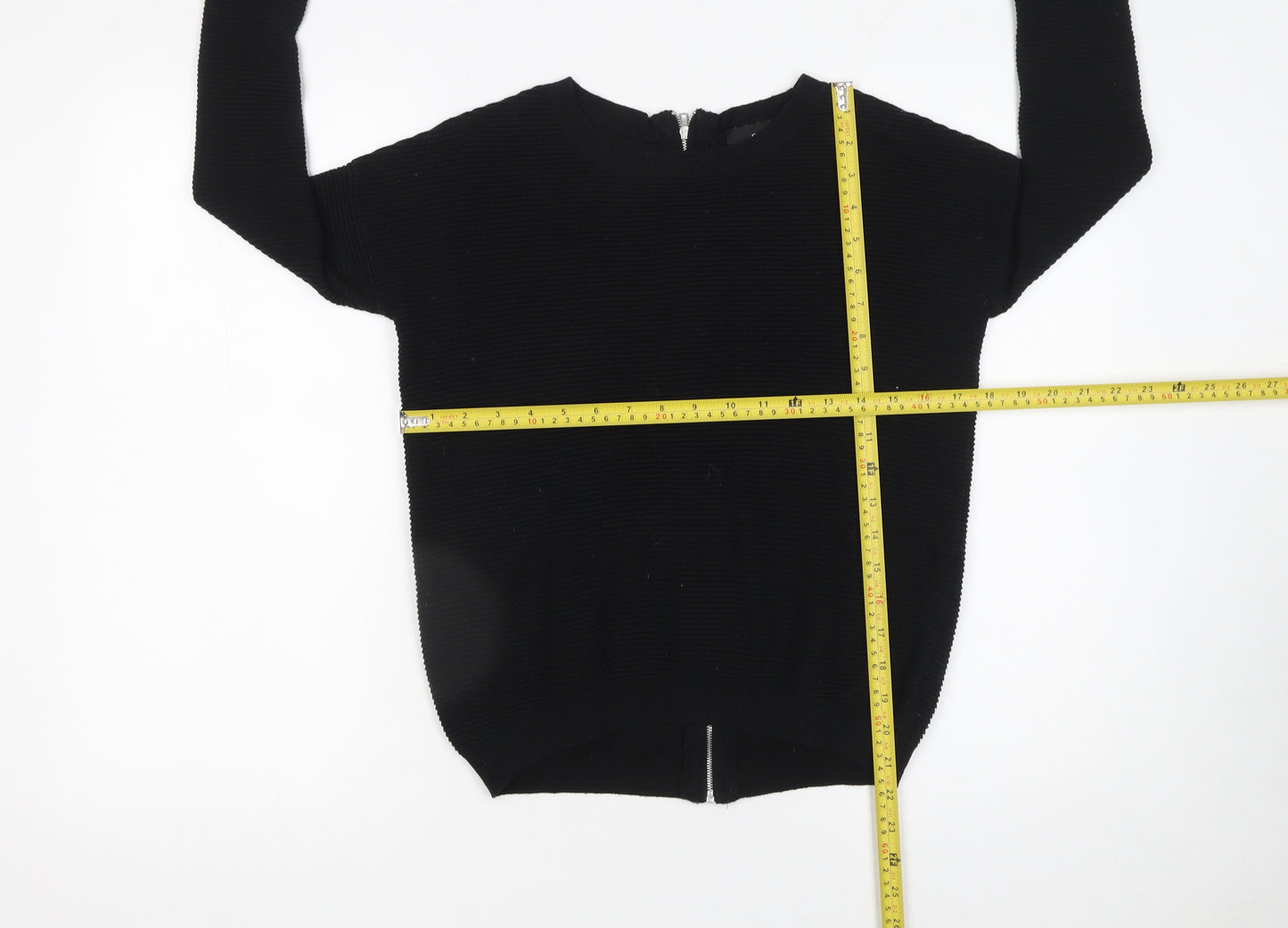 Next Women Black Beaded Zip Cardigan Size 6 Round Neck Knit