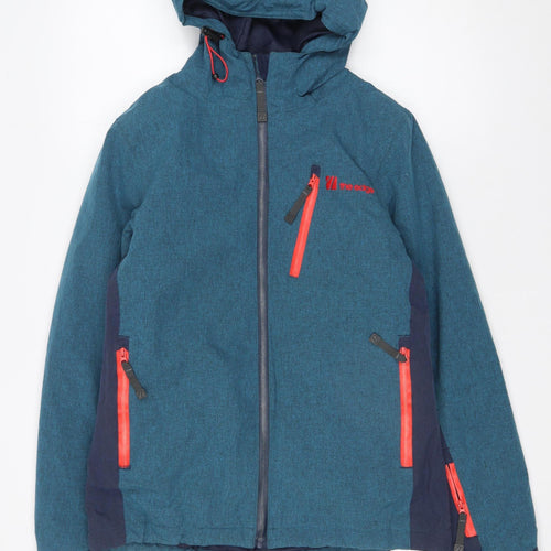 The Edge Women's Blue Waterproof Ski Jacket Size 8 Hooded Outdoor Coat