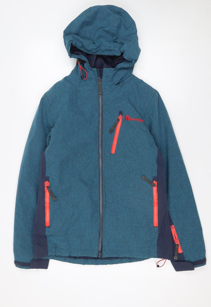 The Edge Women's Blue Waterproof Ski Jacket Size 8 Hooded Outdoor Coat