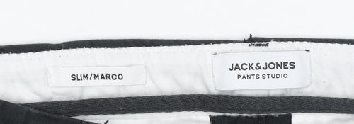 Jack & Jones Men's Black Slim Cargo Trousers 32W 34L Cotton Blend