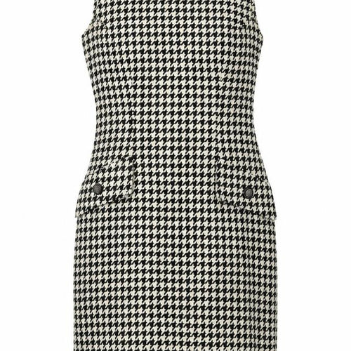 Michel Ambers Women's Black Houndstooth Wool Sleeveless Sheath Dress Size 10