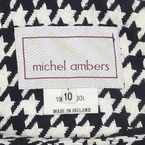 Michel Ambers Women's Black Houndstooth Wool Sleeveless Sheath Dress Size 10