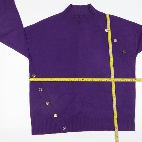 Next Women’s Purple Mock Neck Button Detail Jumper Size L