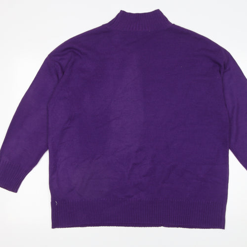 Next Women’s Purple Mock Neck Button Detail Jumper Size L