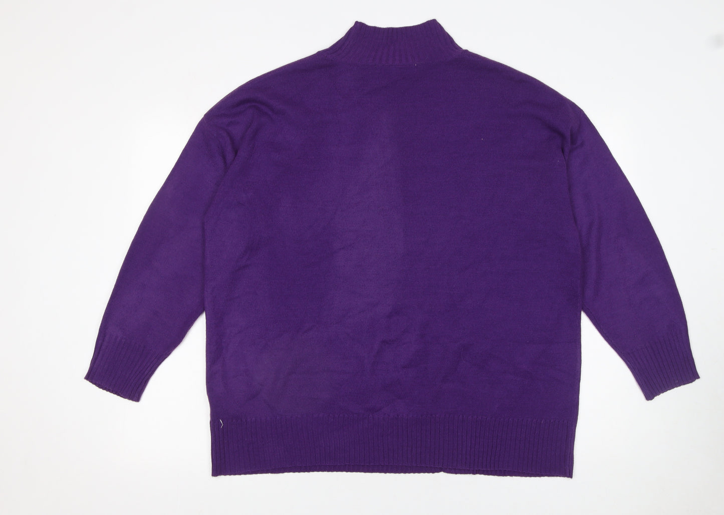 Next Women’s Purple Mock Neck Button Detail Jumper Size L
