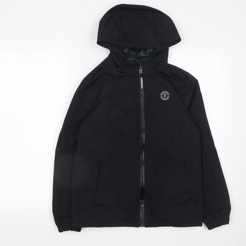 Threadboys Boys Black Hooded Rain Coat Jacket 11-12 Years Water Resistant