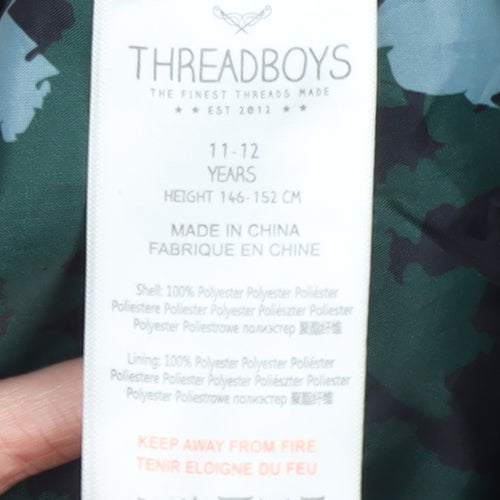 Threadboys Boys Black Hooded Rain Coat Jacket 11-12 Years Water Resistant