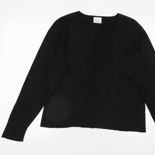 NEXT Petite Women's Black V-Neck Acrylic Jumper Size 16