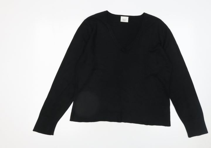 NEXT Petite Women's Black V-Neck Acrylic Jumper Size 16