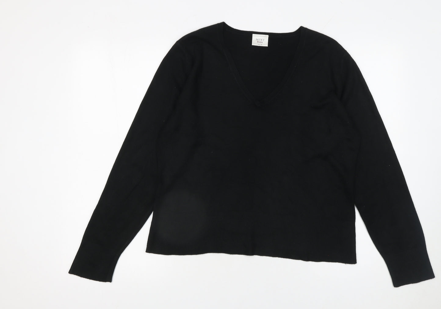 NEXT Petite Women's Black V-Neck Acrylic Jumper Size 16