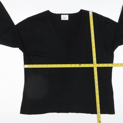 NEXT Petite Women's Black V-Neck Acrylic Jumper Size 16
