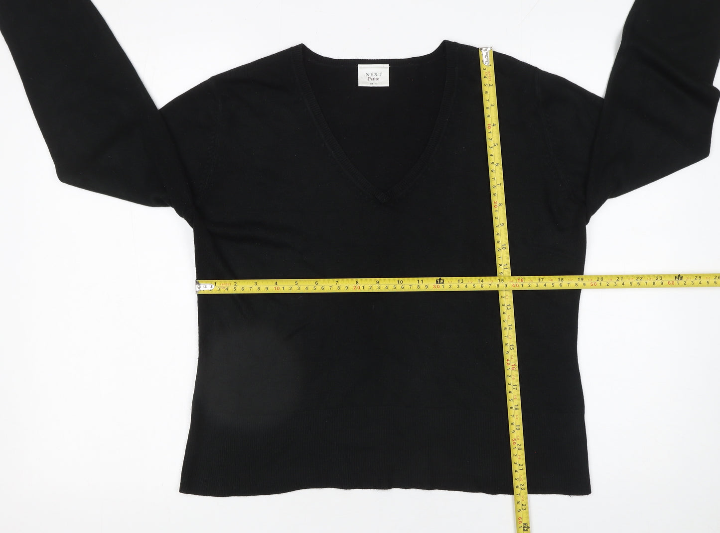 NEXT Petite Women's Black V-Neck Acrylic Jumper Size 16