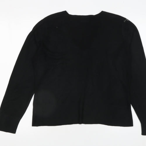 NEXT Petite Women's Black V-Neck Acrylic Jumper Size 16