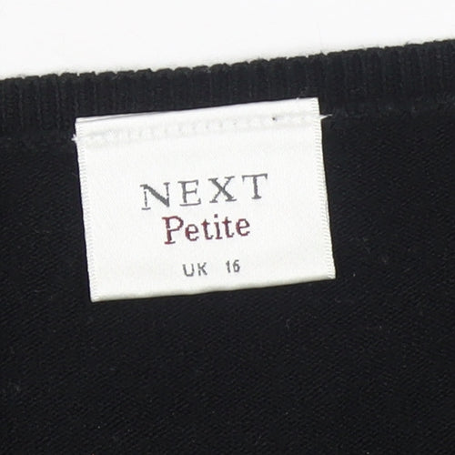 NEXT Petite Women's Black V-Neck Acrylic Jumper Size 16