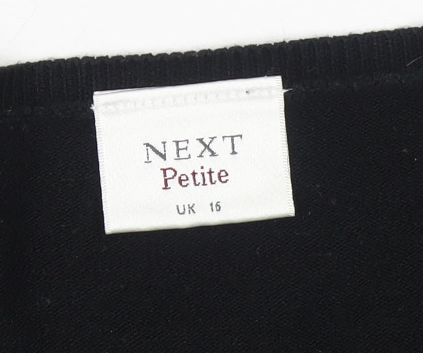 NEXT Petite Women's Black V-Neck Acrylic Jumper Size 16