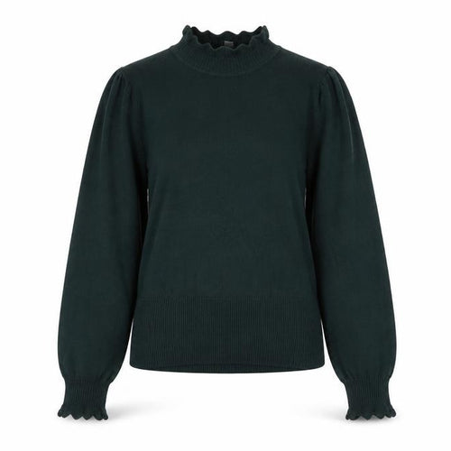 Oasis Women's Green High Neck Puff Sleeve Knit Jumper Size S