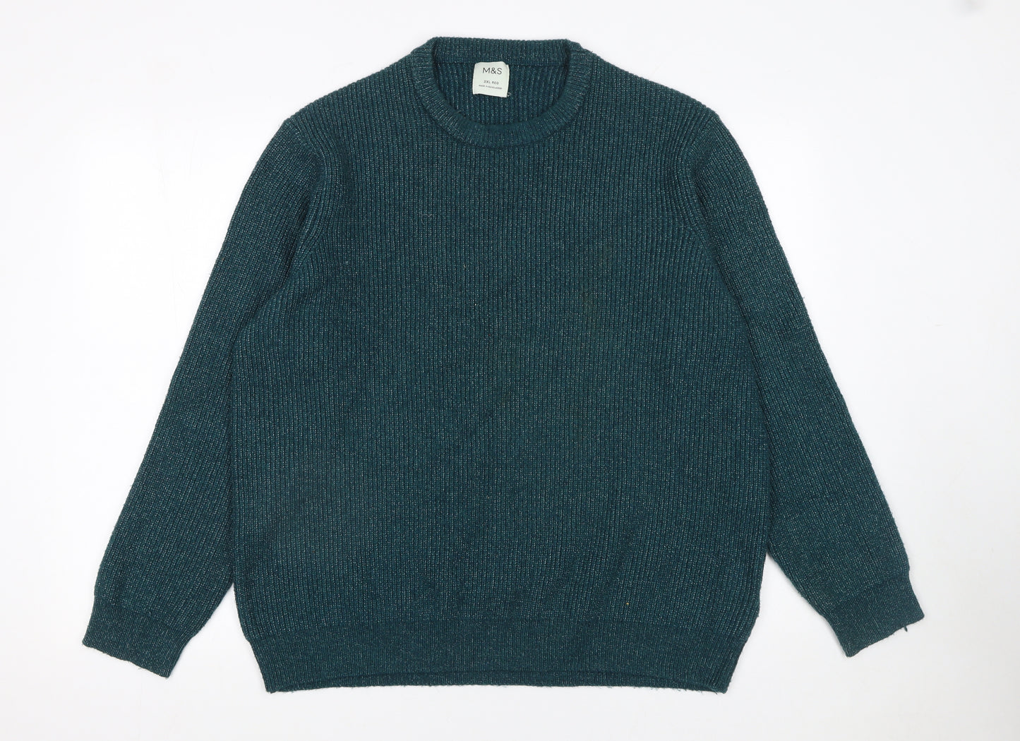 Marks and Spencer Men’s Green 2XL Crew Neck Knit Jumper