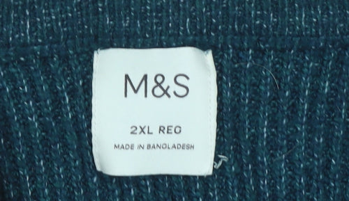Marks and Spencer Men’s Green 2XL Crew Neck Knit Jumper
