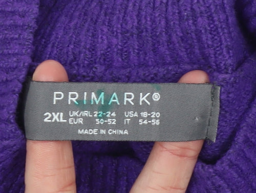Primark Women’s Purple Mock Neck Pullover Jumper 2XL