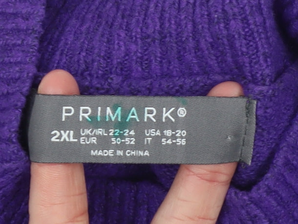 Primark Women’s Purple Mock Neck Pullover Jumper 2XL