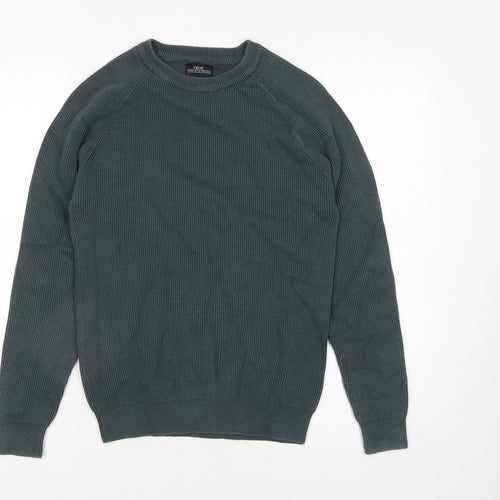 Next Men Green Cotton Knit Crew Neck Jumper Size S