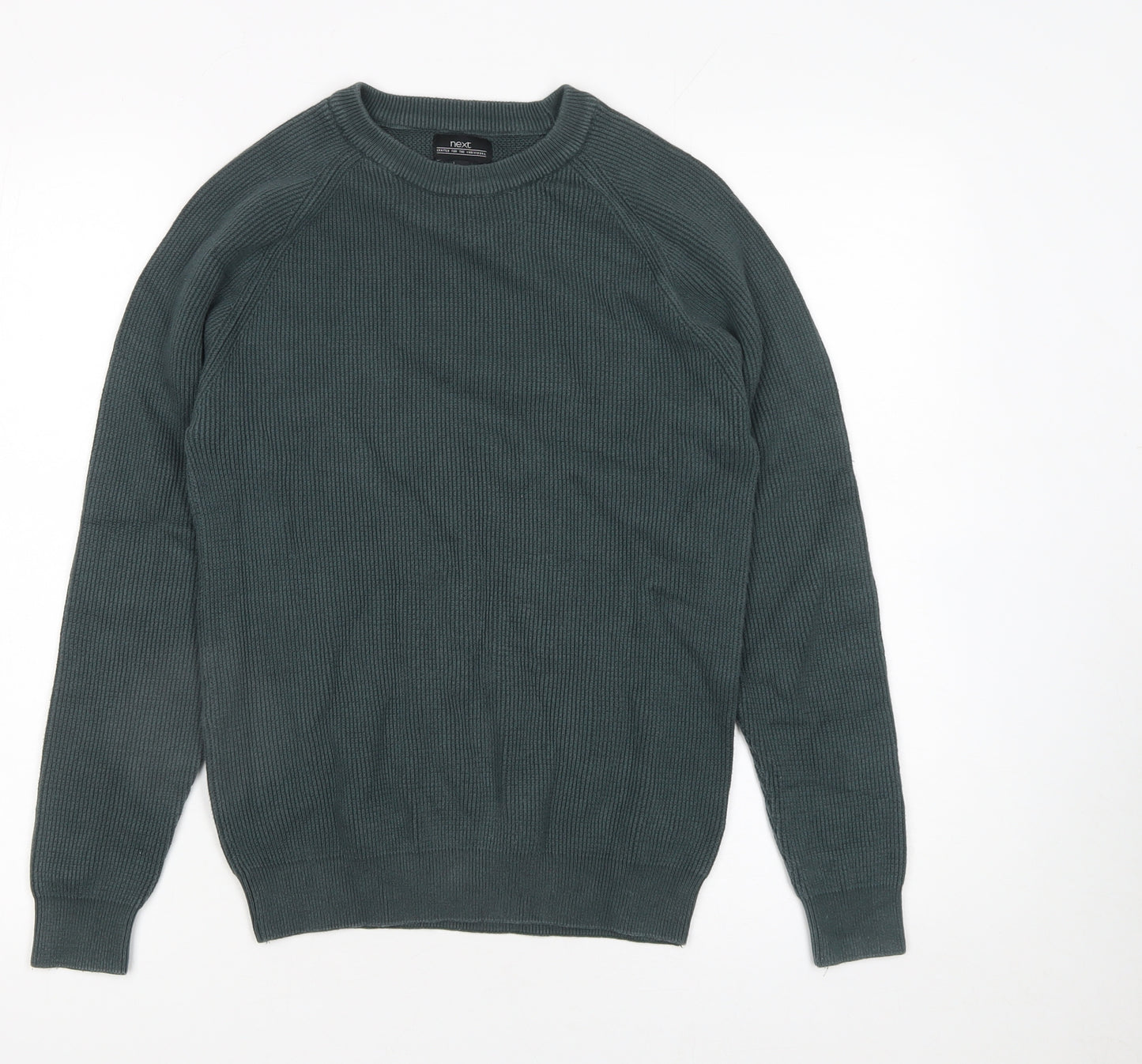 Next Men Green Cotton Knit Crew Neck Jumper Size S