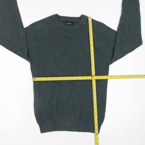 Next Men Green Cotton Knit Crew Neck Jumper Size S