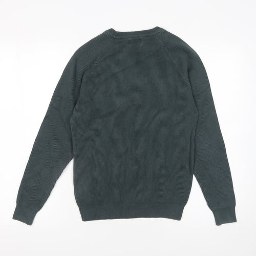 Next Men Green Cotton Knit Crew Neck Jumper Size S