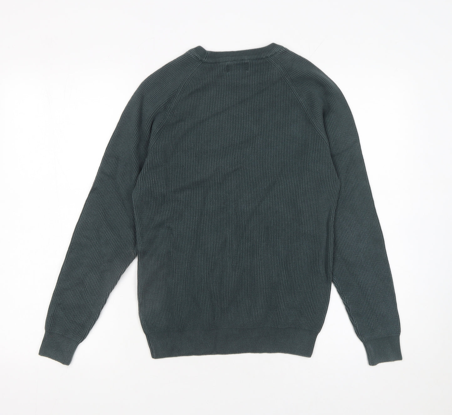 Next Men Green Cotton Knit Crew Neck Jumper Size S