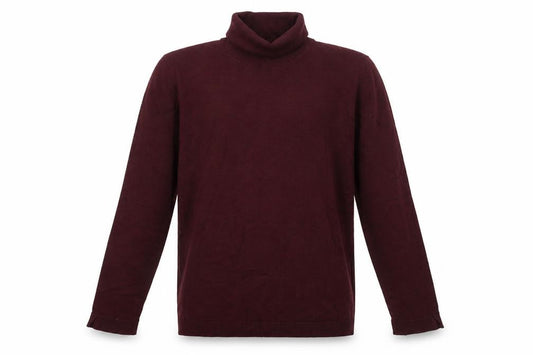 Front view of Mango girls’ burgundy roll neck cotton blend jumper 13-14 years