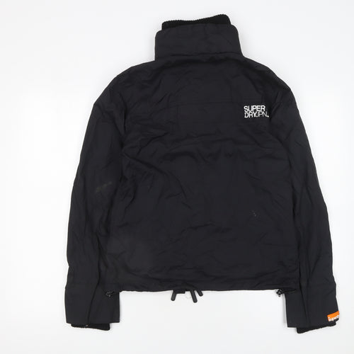 Superdry Women's Black Puffer Jacket L Lined Softshell Zip Up