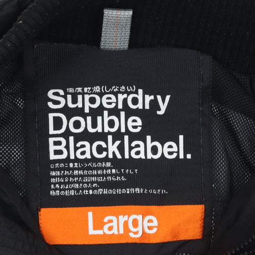 Superdry Women's Black Puffer Jacket L Lined Softshell Zip Up
