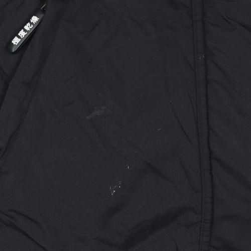 Superdry Women's Black Puffer Jacket L Lined Softshell Zip Up