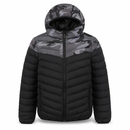 Kangaroo Poo Boys Black Camouflage Hooded Puffer Jacket 11-12 Years