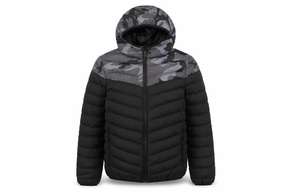 Kangaroo Poo Boys Black Camouflage Hooded Puffer Jacket 11-12 Years
