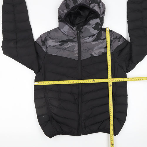 Kangaroo Poo Boys Black Camouflage Hooded Puffer Jacket 11-12 Years