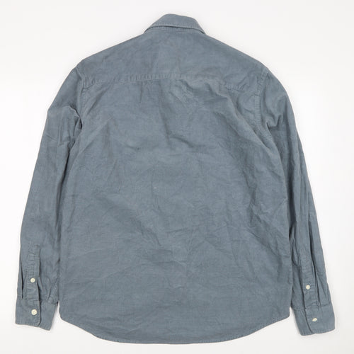 H&M Men's Blue Regular Fit Long Sleeve Cotton Button-Up Shirt M