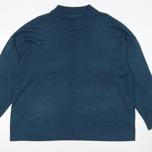 Long Tall Sally Women Blue Acrylic Mock Neck Long Sleeve Jumper Size 22-24