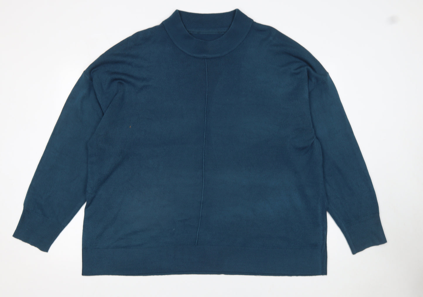 Long Tall Sally Women Blue Acrylic Mock Neck Long Sleeve Jumper Size 22-24
